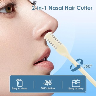 3 Máy Cắt Tóc Mũi 2 Trong 1 Nâng Cấp Dao Tóc Mũi Hai Mặt 360 Dụng cụ tẩy lông Nostril Tông đơ cắt tóc mũi cho nam giới Máy cắt tóc mũi cho nam nữ Bàn chải làm sạch thép không gỉ silicon