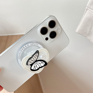 Bướm Ngọc Trai Trong Suốt Tròn Từ Tính Giá Đỡ Điện Thoại Cho IPhone 16 15 14 13 12 Pro Max 14 Plus Có Thể Gập Lại Pop Ring Grip Co Giãn Để Bàn Đứng P4