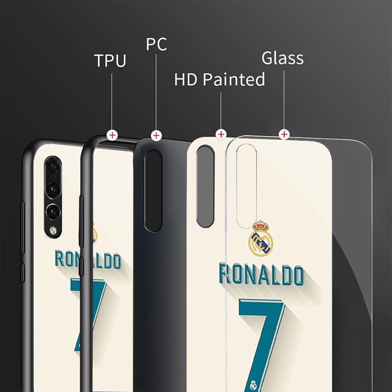 Ốp Điện Thoại Kính Cường Lực Cristiano Ronaldo CR7 01 Cho Samsung Galaxy Cover S24 ULTRA S23 S22 PLUS S21 S20 FE S10 S9