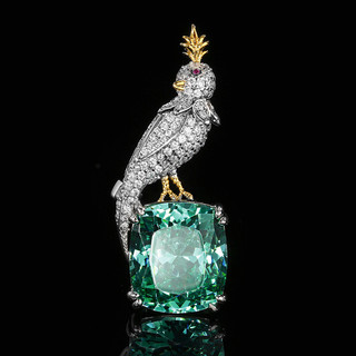 Châu Âu Mỹ ins Phong Cách Mới Đồng Đáy Mô Phỏng Ngọc Lục Bảo Magpie Thổ Cẩm Bộ Nữ 14 * 16