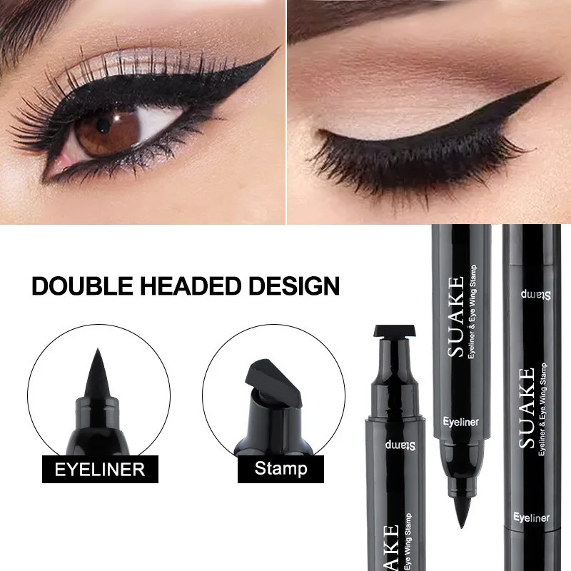 Bút Kẻ Mắt Hai Đầu & Cánh Mắt Tem Chống Thấm Nước Nhanh Khô Chất Lỏng Bút Kẻ Mắt Tem Lâu Dài Không Phai Màu Mỹ Phẩm