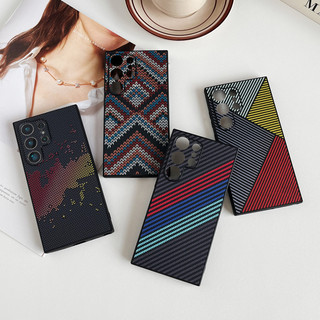 Ốp lưng cho Samsung S25 S24 S23 S22Ultra S25U, ốp điện thoại doanh nhân từ tính bằng sợi carbon cao cấp Kevlar