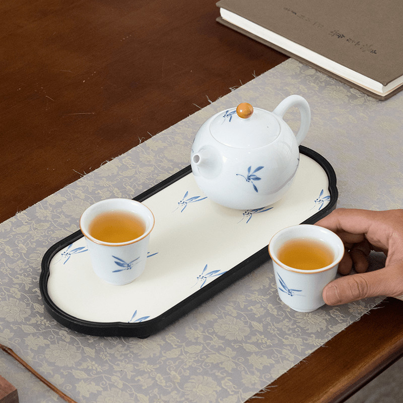 Bộ Trà Gia Đình Bộ Nhỏ Gốm Kung Fu Bộ Trà Ấm Trà Một Nồi Hai Cốc Ấm Trà Cốc Trà Có Khay Trà Khô