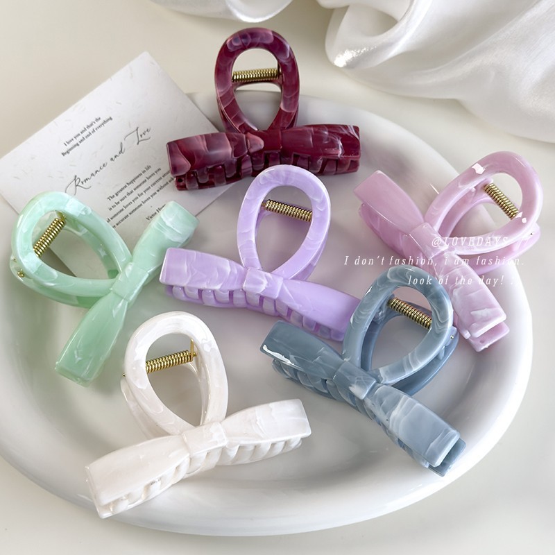 Kẹp tóc vừa phải Jelly Color Bow Kẹp tóc đơn giản