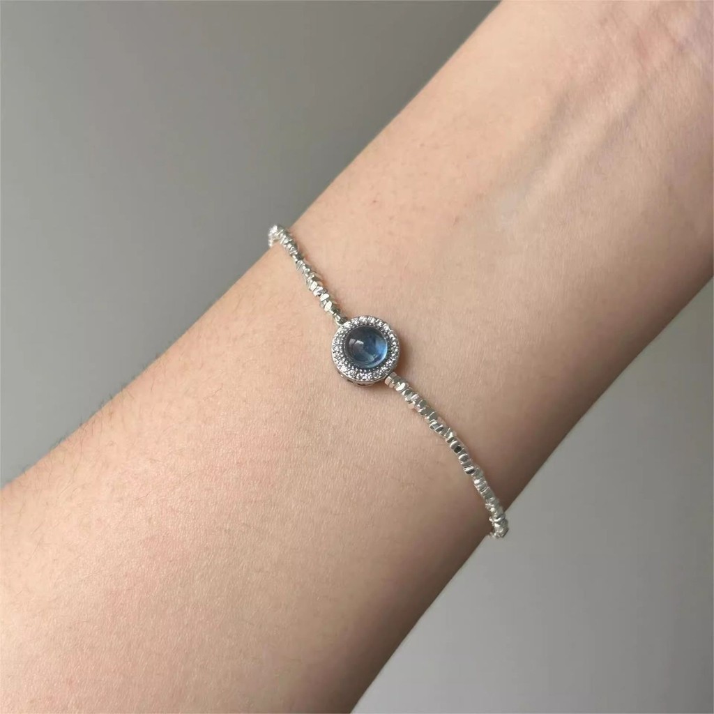 ☀Vòng tay Aquamarine bạc S925 cho phụ nữ, phong cách Ins, sang trọng nhẹ nhàng, thiết kế độc đáo, vòng tay tinh xảo cao cấp, quà tặng bạn bè, trang sức GPNH