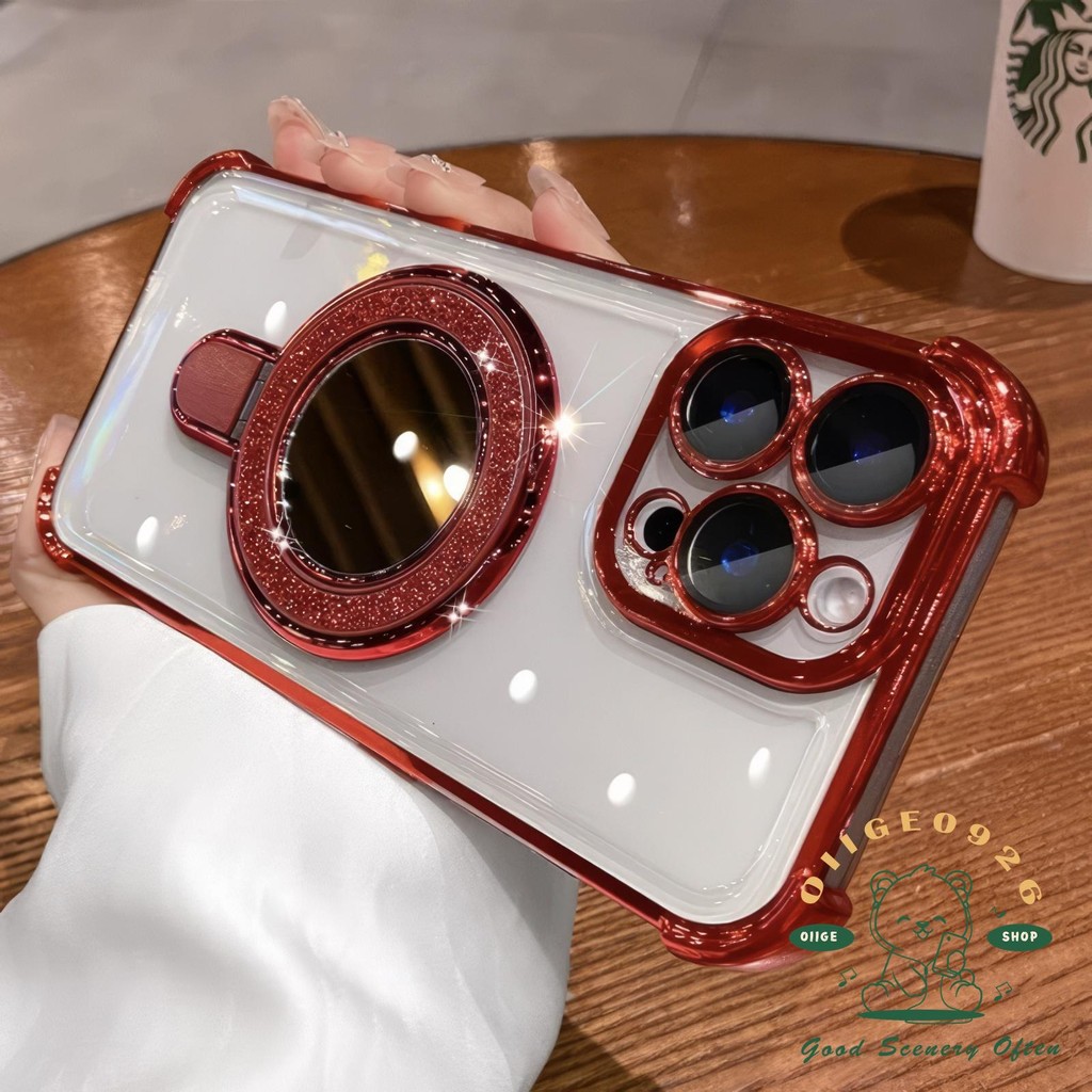 Chống rơi gương lấp lánh khung từ tính Vỏ điện thoại iphone16 Pro Max 15 14 13 12 11 vỏ cho vỏ iPhone Vỏ mềm silicon TPU chống sốc