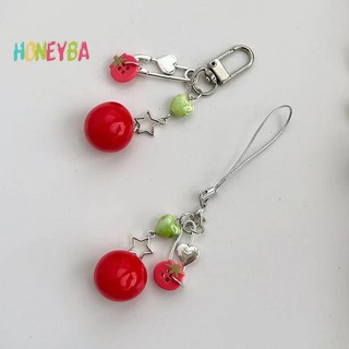 < Honeyba > Mô Phỏng Ngôi Sao Cà Chua Dây Xích Điện Thoại Di Động Ngọt Ngào Tươi Móc Khóa Dành Cho Nữ Túi Máy Ảnh Mặt Dây Chuyền Chống Mất Quà Tặng Sinh Nhật