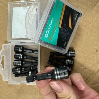 10 Đầu chụp tôn, mũi chụp tôn 8mm có nam châm từ tính thép CRV chuôi lục giác lắp máy khoan, bulong, bắn vít