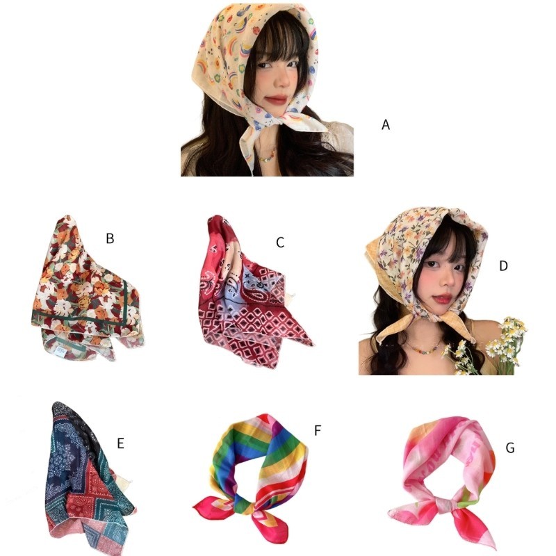 Khăn trùm đầu hoa mịn thanh lịch sáng tạo quấn đầu Cottagecore Holiday Flower Headscarf