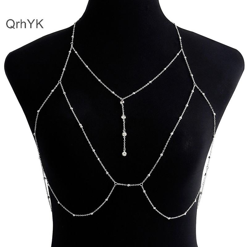 Thời Trang Nhà Máy Đeo Ngang Ngực Bụng Cơ Thể Dây Chuyền Vòng Cổ Nữ Cô Gái Áo Ngực Cưới Gợi Cảm Cơ Thể Trang Trí Tiệc Phụ Kiện QrhYK