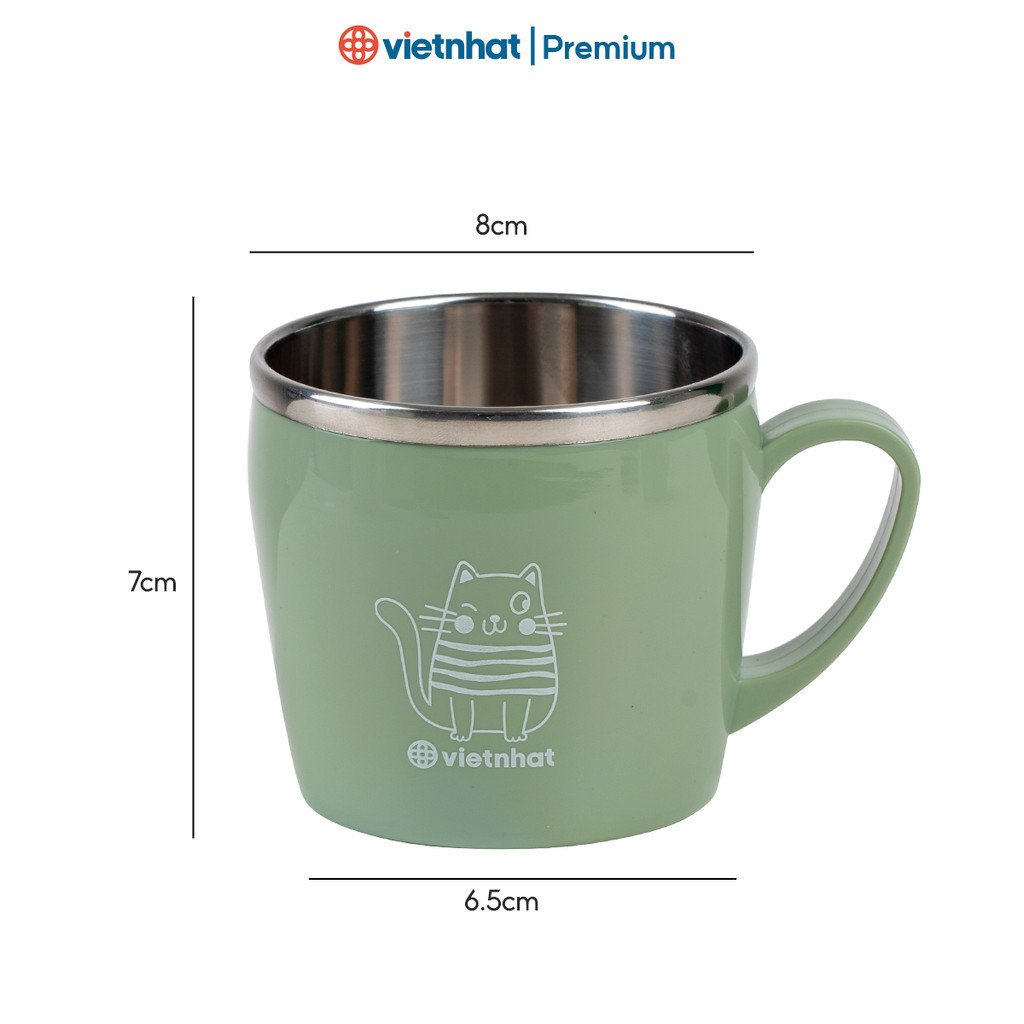 Cốc inox ăn dặm giữ nhiệt cho bé Nhựa Việt Nhật 200ml C6351 Nhựa Việt Nhật  AMIZIN