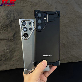 [Jlk] Ốp điện thoại Ốp lưng kim loại trần hình tròn sang trọng cho Samsung Galaxy S23 + S24 + S23 Plus S24 Ultra có vỏ phim ống kính Vỏ bảo vệ mùa thu bằng hợp kim nhôm