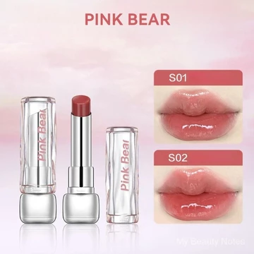 PINK BEAR Lipstick Long-Lasting Non-Stick Cup Solid Lip Gloss Lip Care Water Essence Lipstick Whitening SO8S