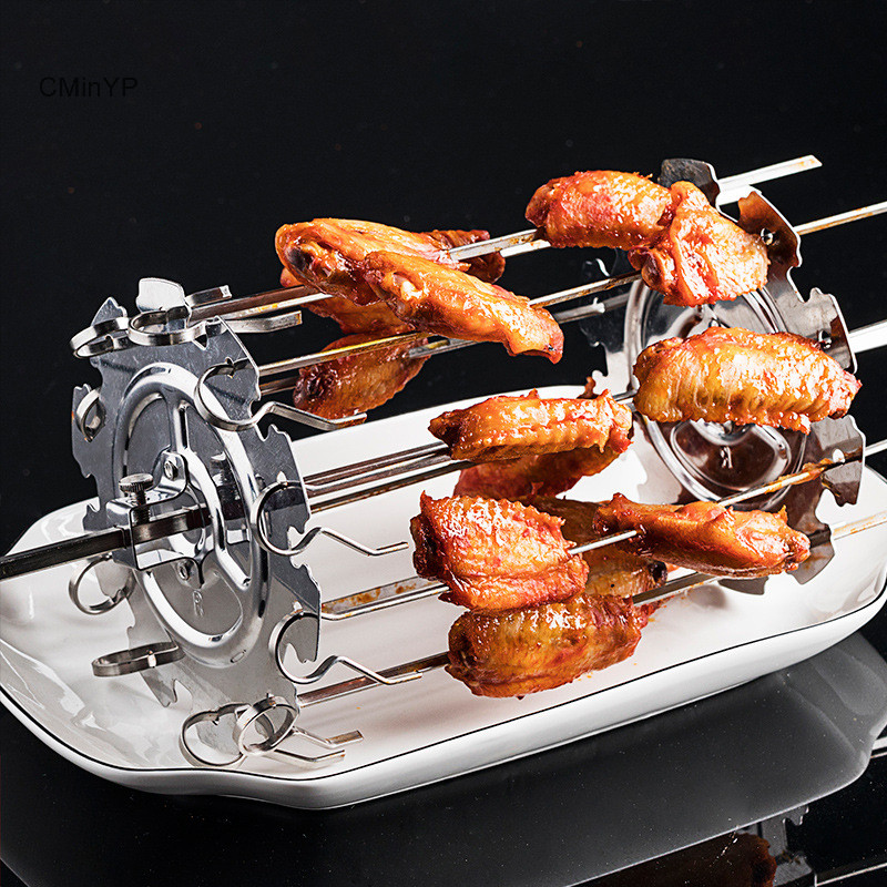 Cminyp 1 Bộ Thép Không Gỉ BBQ Kebab Lồng Rotisserie Xiên Nĩa Gà Nướng Vinh Quang