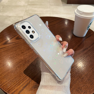 S26 Ốp Điện Thoại Acrylic Cho Samsung Galaxy A57 A56 A55 A54 A37 A36 A35 A34 S25 S24 S23 Ultra Plus Laser Love Gradient Thiết Kế Trong Suốt Vỏ Điện Thoại Túi Khí Bốn Góc
