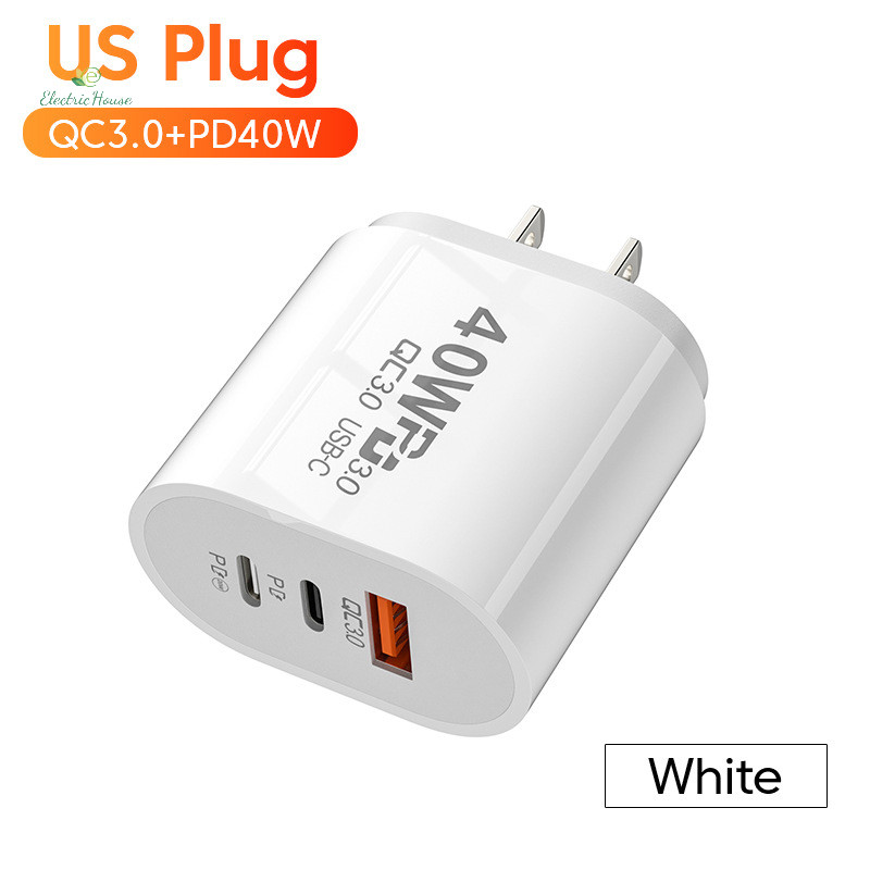 [Nhà Điện] Sạc USB C 40W Sạc 3 Cổng Loại C Sạc Điện Thoại Di Động PD Power Adapter Cho QC3.0 mới