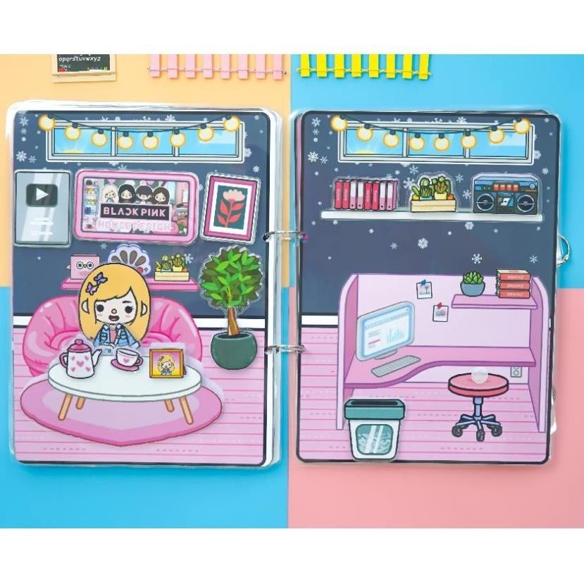 Tocaboca học liệu bóc dán thông minh Montessori ngôi nhà blackpink đồ chơi búp bê bằng giấy ép nhựa cao cấp h06 Giấy in