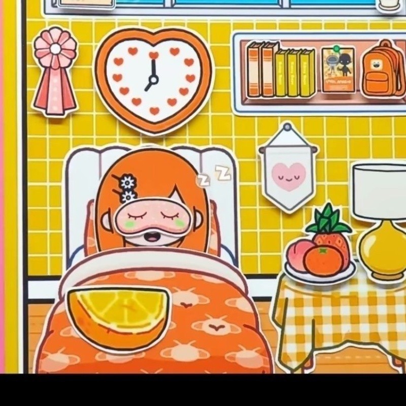 Búp bê giấy toka world quiet book / tota girl girlfriend strawberry orange villa làm gói vật liệu tự làm đồ chơi