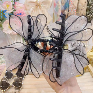 Kudosation Phong Cách Hàn Quốc Lưới Nơ Kim Cương Giả Vuốt Tóc Vintage Thanh Lịch Kẹp Tóc Kẹp Tóc Cho Nữ Thời Trang Phụ Kiện Tóc