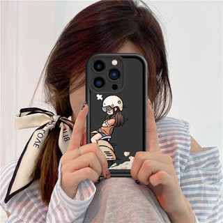 Xe Máy Angry Girl Cặp Đôi Dành Cho IPhone 16 15 14 13 12 11 Pro ProMax XS XR XSmax Mini 6 6s 7 8 + Plus SE 2020 Vỏ Mềm Silicon DCJT