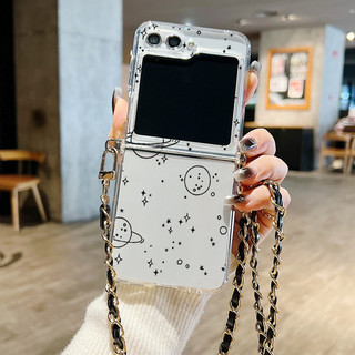 Ốp Lưng TPU Mềm Ngôi Sao Cho Samsung Galaxy Z Flip 6 Flip 5 Flip 4 Flip 3 5G Flip6 Flip5 Flip4 Flip3 Dây Đeo Ngang Chống Sốc Trong Suốt Vỏ Điện Thoại