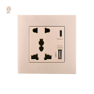 Twe Power 2100MA Ổ cắm USB Bảng điều khiển thủy tinh pha lê 13A UK Wall Type C Ổ cắm giao diện VN