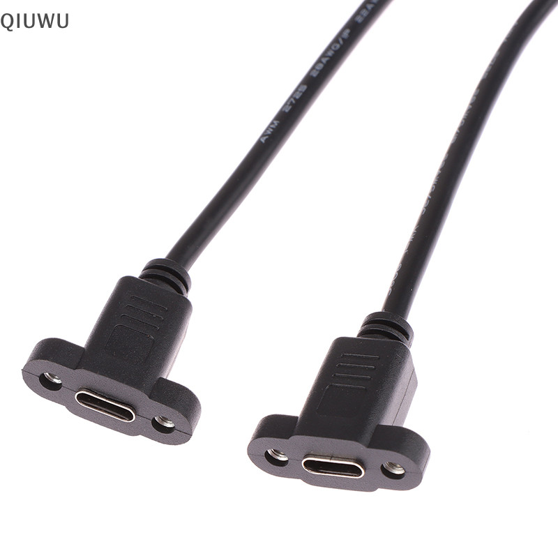 Qiuwu Micro Type USB 3.1 Đầu nối nam sang Type-c USB 3.1 Cáp nối dài nữ 17mm có vít Bảng điều khiển lỗ gắn 0,3m.