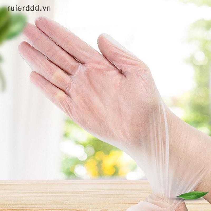 # Ruierdd # 50 / 100 chiếc Găng tay cao su miễn phí TPE Găng tay dùng một lần Axit chống trượt trong suốt An toàn làm việc Găng tay vệ sinh gia đình cấp thực phẩm.