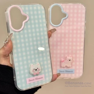 3D DIY Dễ Thương Chó Con Cặp Đôi Ốp Lưng Điện Thoại iPhone 17 16 15 14 13 12 11 Pro Max X Xr XsMax 7 8 Plus