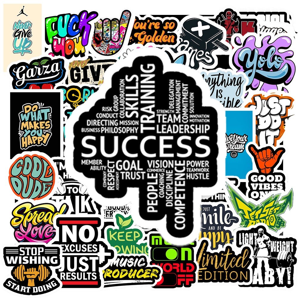 Set 50 Sticker Chữ Graffiti – Decal Trang Trí Xe, Laptop, Nón Bảo Hiểm | Chống Nước, Bền Đẹp