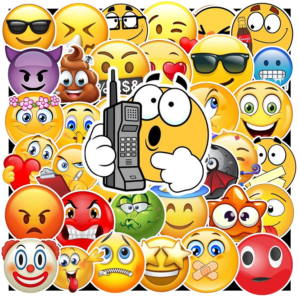 50 Sticker Emoji chống nước sticker dán laptop, điện thoại, đàn guitar, mũ bảo hiểm, vali