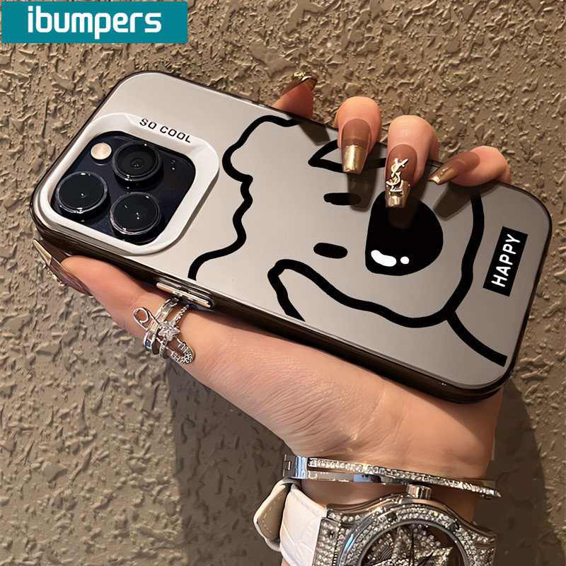 ibumpers Ốp Lưng IPhone Đơn Giản Dễ Thương Họa Tiết Con Chó Con Ốp Điện Thoại IMD Cứng Trơn Chống Bẩn Chống Sốc Cho IPhone 16 15 14 12 13 11 Pro Max
