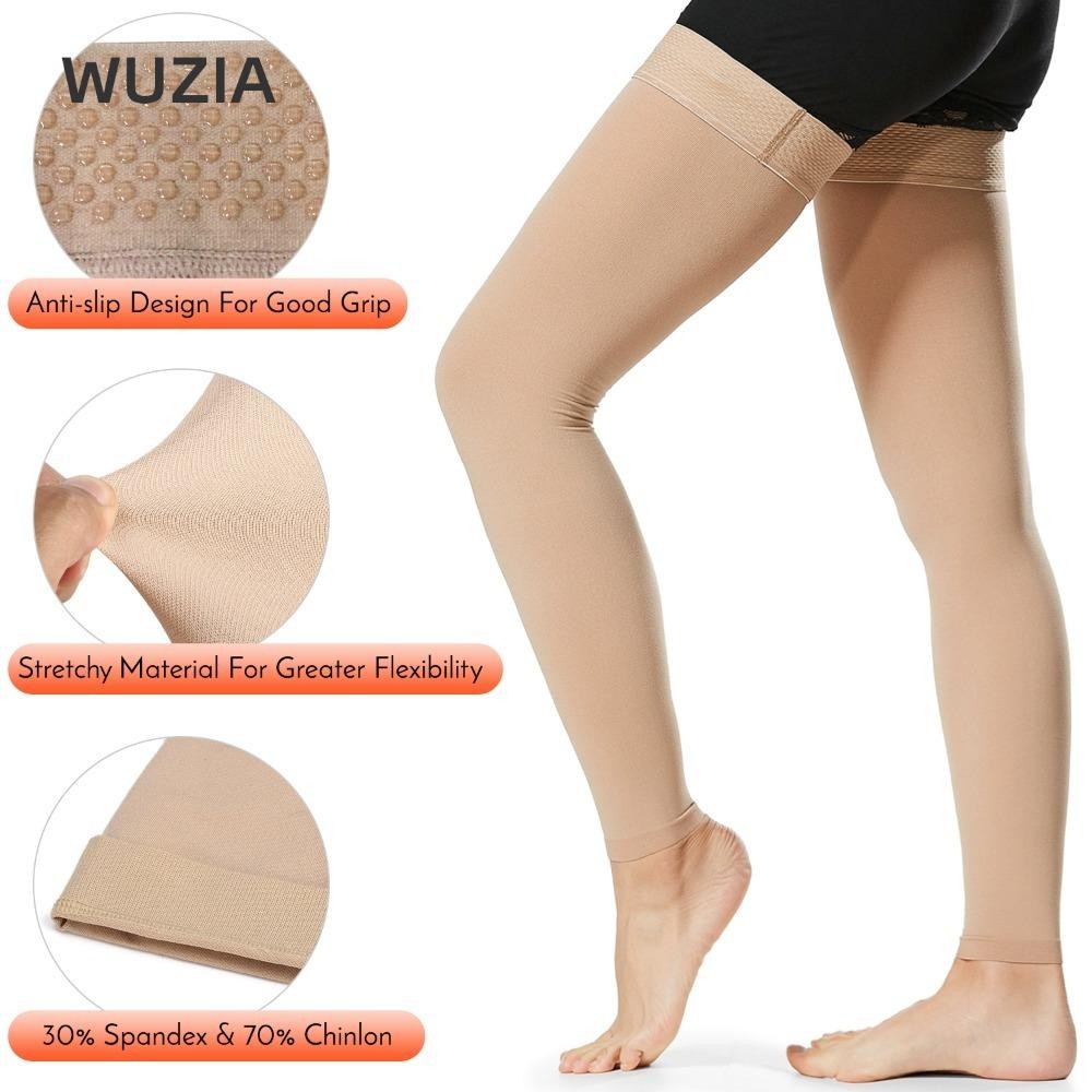 Wuzia 1 Đôi Tất Áp Lực Tốt Nghiệp, Công Ty Y Tế 20-30 mmHg Vớ Nén Cao Đùi, Mũi Mở Co Giãn Cao Với Dây Silicon Giãn Tĩnh Mạch Vớ Nam