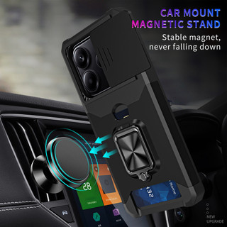 Dành Cho Redmi Note 14 4G / 5G Ốp Lưng Có Trượt Camera Bao Đựng Thẻ Vòng Chân Đế Chịu Lực Bảo Vệ Mỏng Vỏ