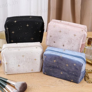 Túi đựng mỹ phẩm EBINLANDS, Túi đựng đồ trang điểm di động họa tiết ngôi sao dập nóng, chất lượng cao có dây kéo Túi làm đẹp nhung mềm