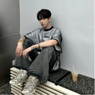 Áo thun nam GKSSS ngắn tay thương hiệu thời trang đường phố cao cấp Mỹ giả hai mảnh áo thun ngắn tay