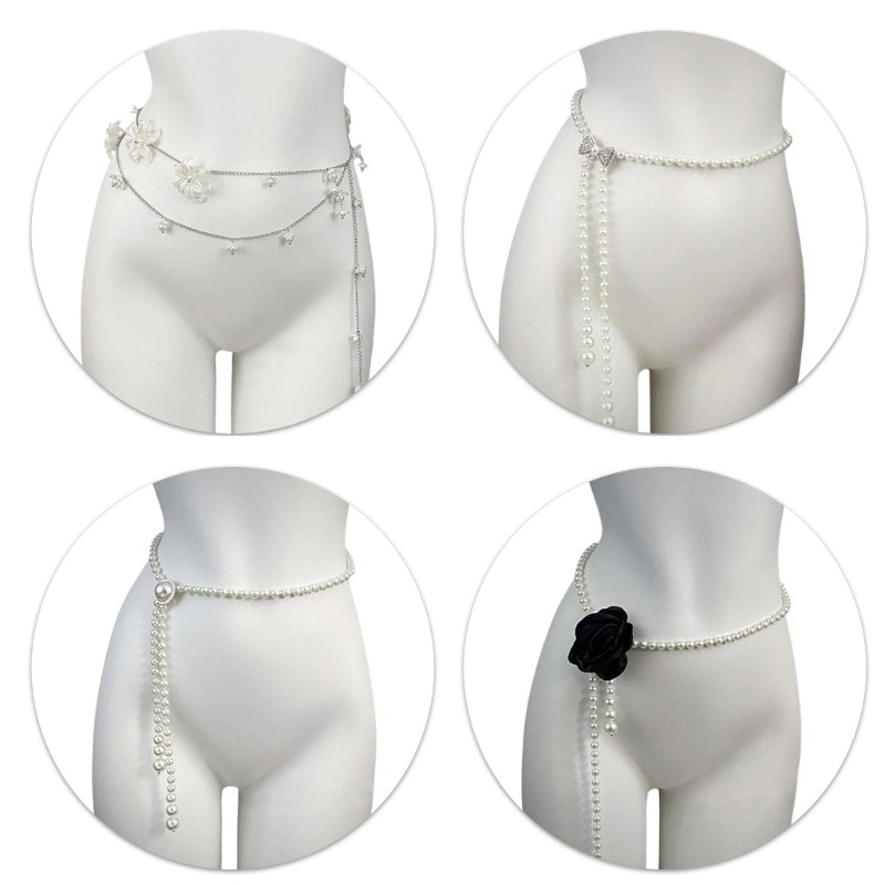 OXXGGKAO Hạng Nặng Thắt Lưng Dây Nhảy Trang Phục Ngọc Trai Thời Trang Bụng Khiêu Vũ Trang Sức Cho Quần Jean Cơ Thể Trang Sức Cho Nữ Nóng Gi