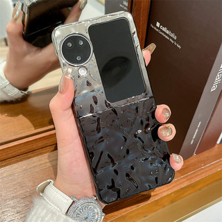 Ốp điện thoại gấp cho Oppo Find N2 N3 Flip Mạ điện gợn sóng màu đen trắng gradient vòng tay vỏ điện thoại tpu cứng