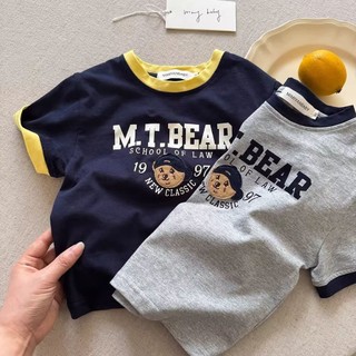 Áo thun ngắn tay hình gấu trẻ em mùa hè mới bằng cotton nguyên chất cho bé trai và bé gái, áo thun màu sắc đa dạng, áo thun nửa tay hoạt hình