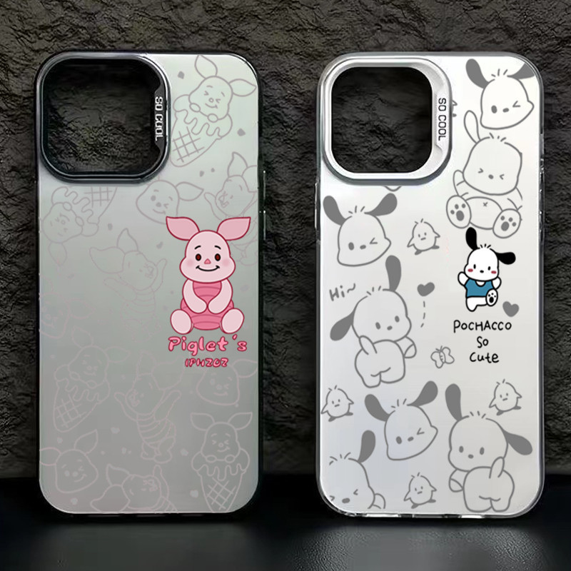 Vỏ Tương Thích Cho IPhone 16 11 14 15 12 13 Pro Max 8 7 Plus XR X XS SE2 Hoạt Hình Dễ Thương Lợn Hồng Pochacco Chó IMD Matte Bìa Cứng
