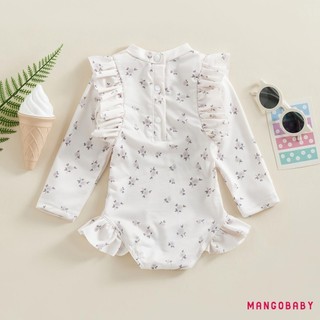 Mg-kids Girls Bikini Áo tắm mùa hè dài tay cổ tròn màu hoa / kẻ sọc cho bãi biển