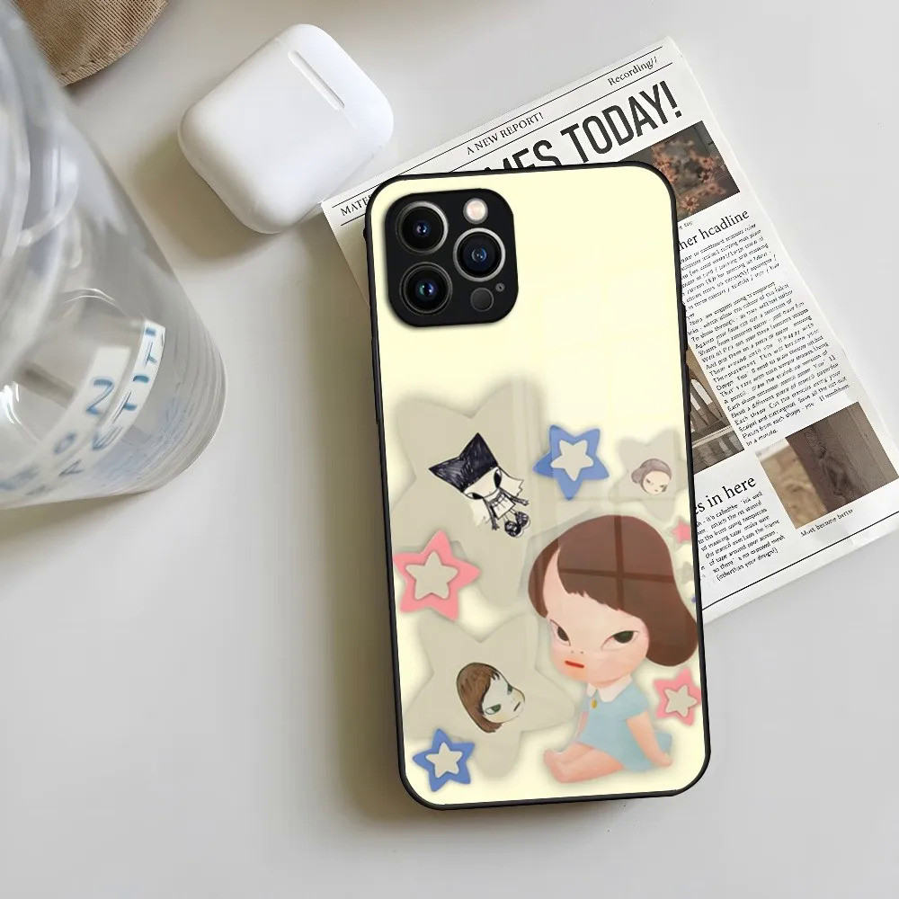 BK-1 Nhật Bản Yoshimoto nara hoạt hình cô gái da cừu Vỏ điện thoại cho Iphone 17,15 14 13 12 Pro Max 11 Mini X Xr Xs 8 Puls kính 0809