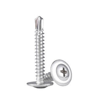 M4.2 / M4.8 Thép không gỉ Đầu phẳng lớn Mũi khoan đuôi Vít Tấm sắt Nội thất Vít Đầu tròn Vít tự khai thác có miếng đệm