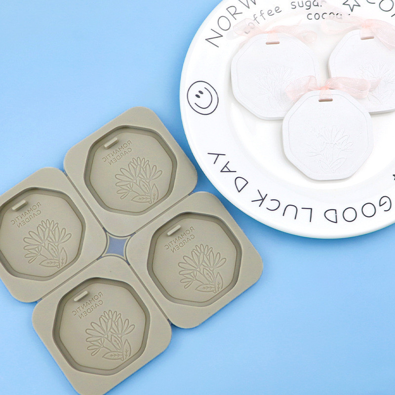4 Khoang Lục Giác Hình Hoa Silicon Sáp Viên Khuôn Thơm Thạch Cao Xe Mặt Dây Chuyền Khuôn Sáp Danh Sách Khuôn Silicon