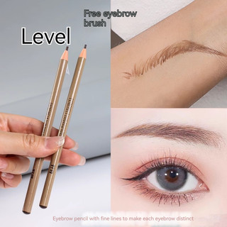Bút chì kẻ lông mày Haozhuang đầu mảnh siêu mịn, lõi cứng, màu nhạt, tạo dáng tự nhiên, chống mồ hôi, chống thấm nước