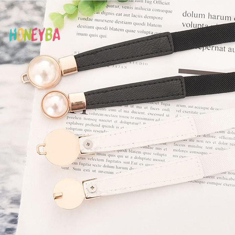 < Honeyba > Thắt Lưng Ngọc Trai Da Đầm Váy Eo Co Giãn Mỏng Thắt Lưng Nữ Thắt Lưng Nữ Thắt Lưng Phụ Kiện