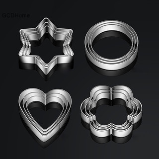 Gcdhome Khuôn Nướng Trứng Khuôn Thép Không Gỉ Khuôn Cắt Bánh Quy DIY Khuôn Trái Tim Ngôi Sao Cắt Hoa 3 Cái / bộ HOT