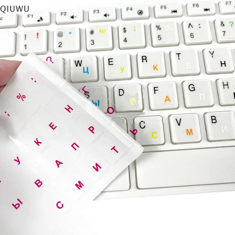 Qiuwu Nhãn dán bàn phím trong suốt đa năng của Nga cho máy tính xách tay Chữ cái Bàn phím cho máy tính xách tay Máy tính PC Bảo vệ bụi.