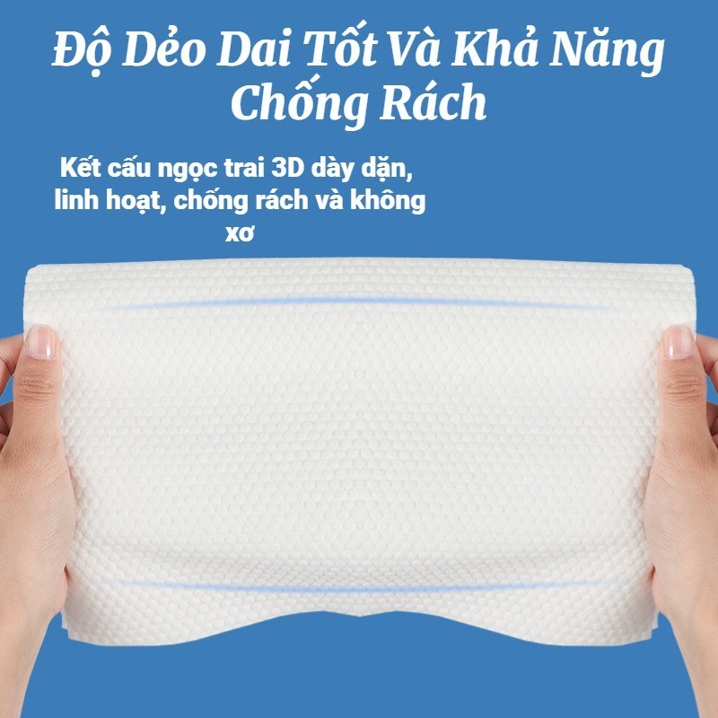 Khăn Bông Nguyên Chất Dày Dùng Một Lần Khăn Mặt Họa Tiết Ngọc Trai Tẩy Trang Mềm Mại Khăn Bông Làm Sạch Khăn Mặt