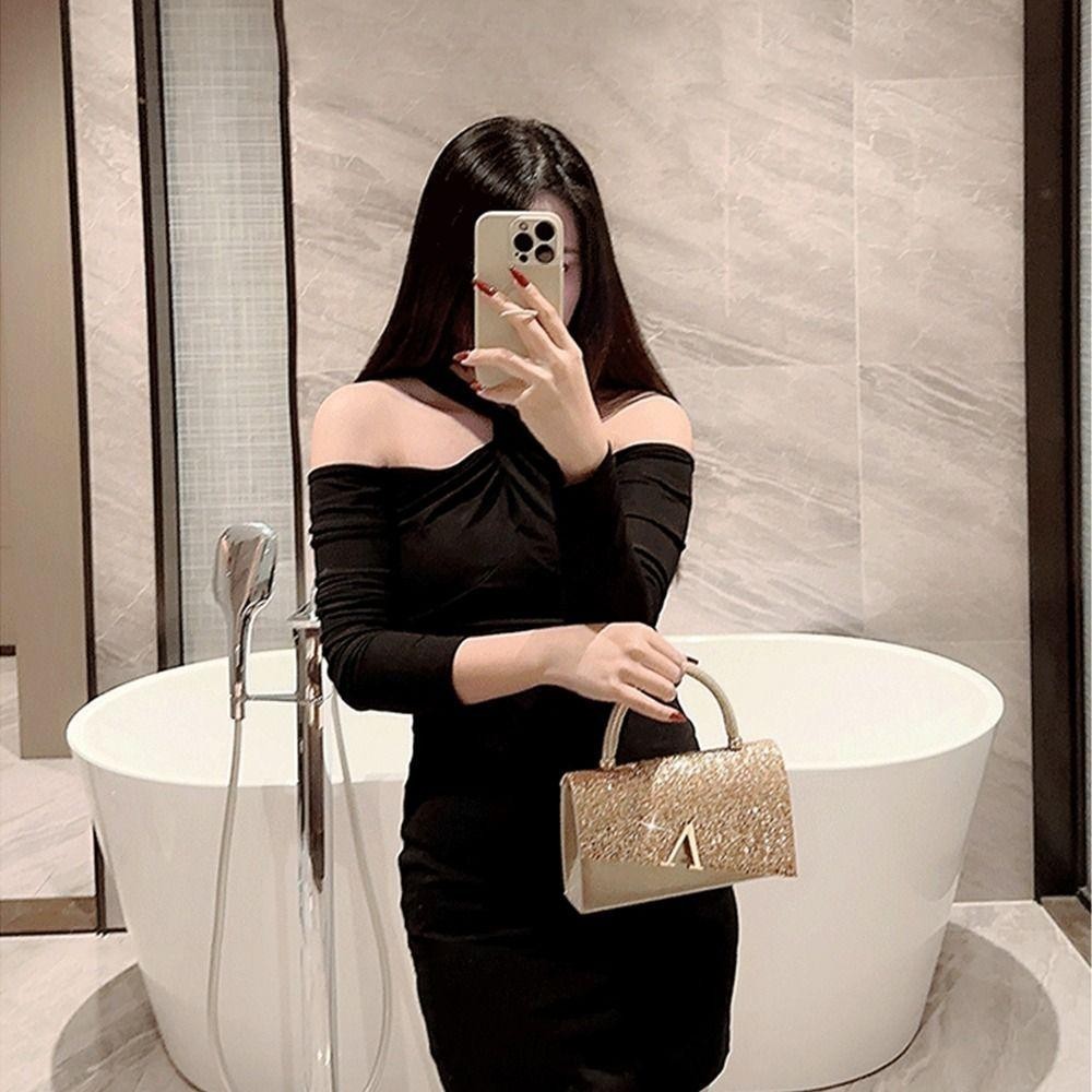 Túi dạ hội nơ CPINCP, Túi đeo vai Sequin vàng dây chuyền, Ly hợp tiệc sang trọng dành cho nữ